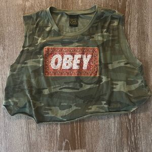 Obey Crop Top/ Army Print